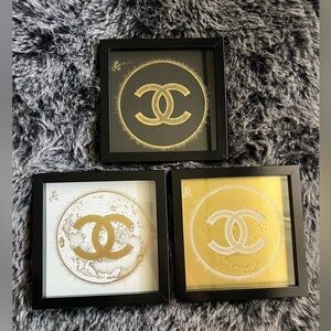 Elegant Black and Gold CHANEL Wall Decor Set